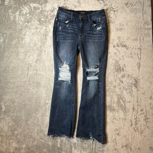 Judy Blue Size 11 / 30 Slim Fit Distressed Bootcut Blue Jeans